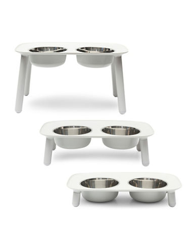 Messy Mutts Raised Double Feeder with Stainless Steel Bowls Dark Grey, 40 oz.