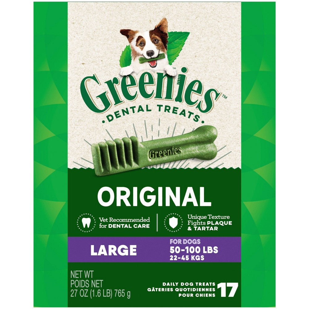 Greenies Large Size Natural Dental Dog Treats, 27 oz. (17 Count)