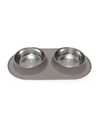 Messy Mutts Stainless Steel Double Dog Feeder with Non-Slip Silicone Base, 48 oz.