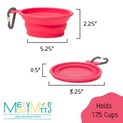 Messy Mutts Silicone Collapsible Travel Pet Bowl, 1.75 Cups