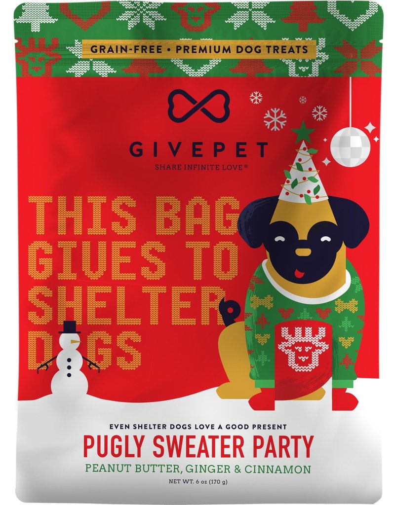 GivePet Pugly Sweater Holiday Grain-Free Dog Treats, 6 oz.