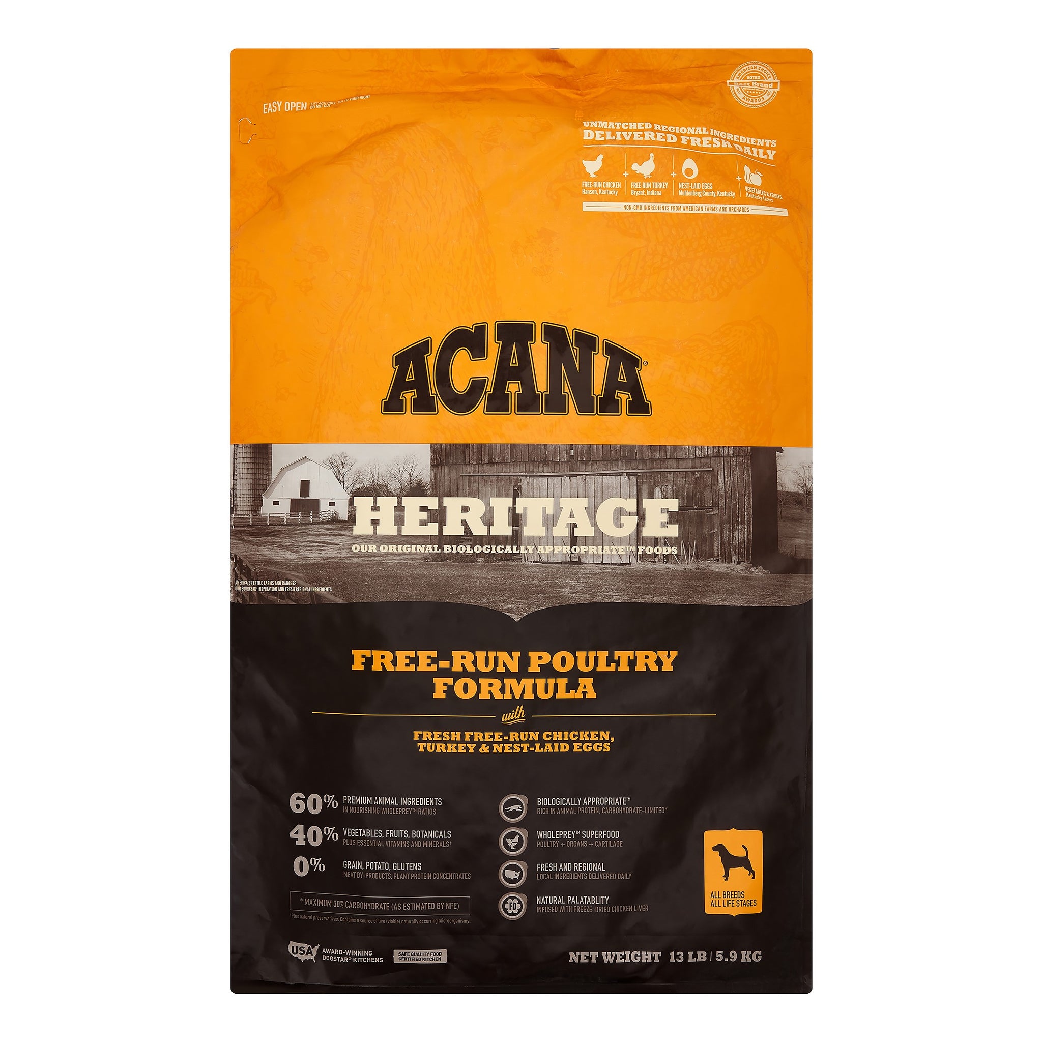 Acana Free Run Poultry Dry Dog Food, 13 lbs Bag