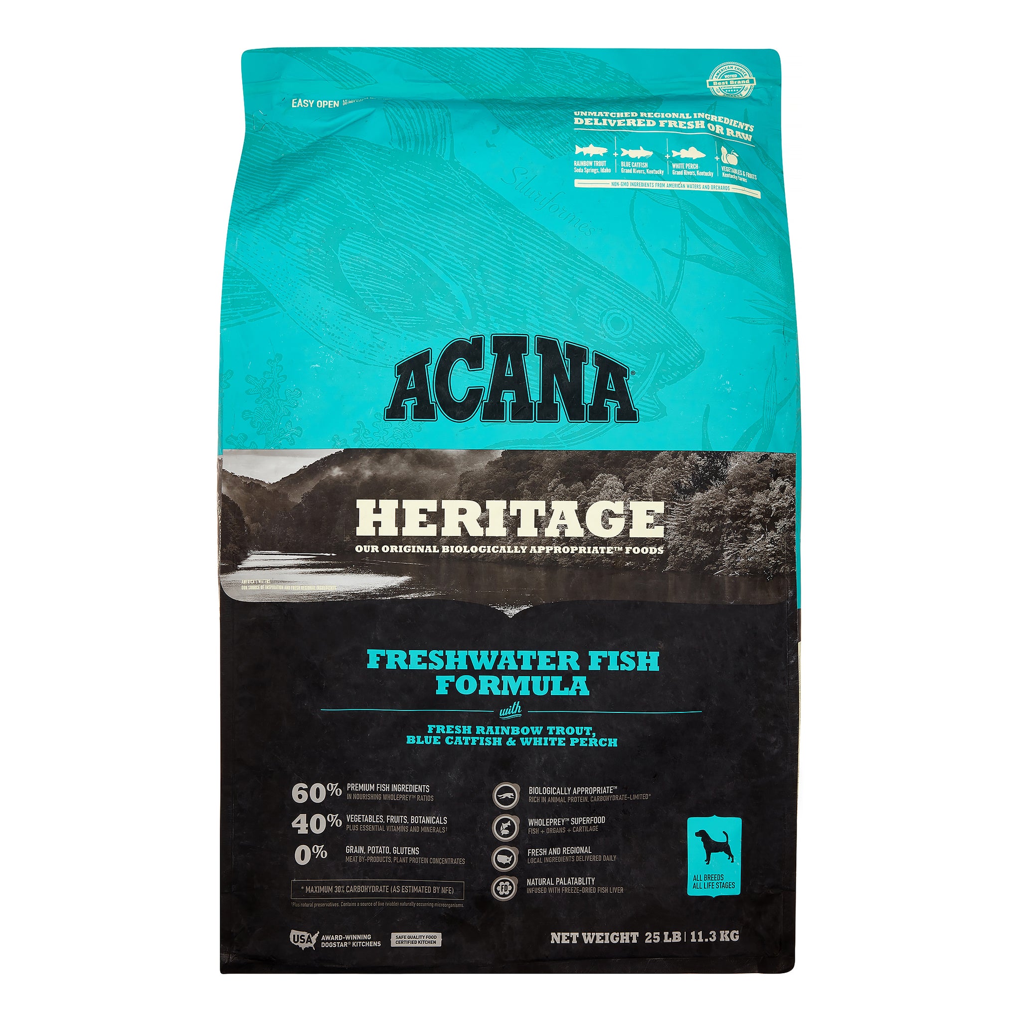 Acana Freshwater Fish Dry Dog Food, 25 lbs Bag