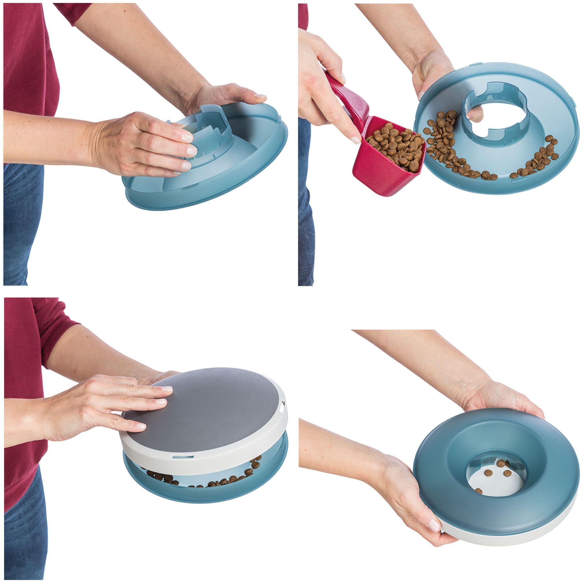 Trixie Dog Slow Feeding Rocking Bowl, Grey & Blue