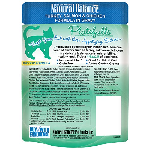 Natural Balance Platefulls Turkey, Salmon & Chicken Wet Cat Food, 3 oz.