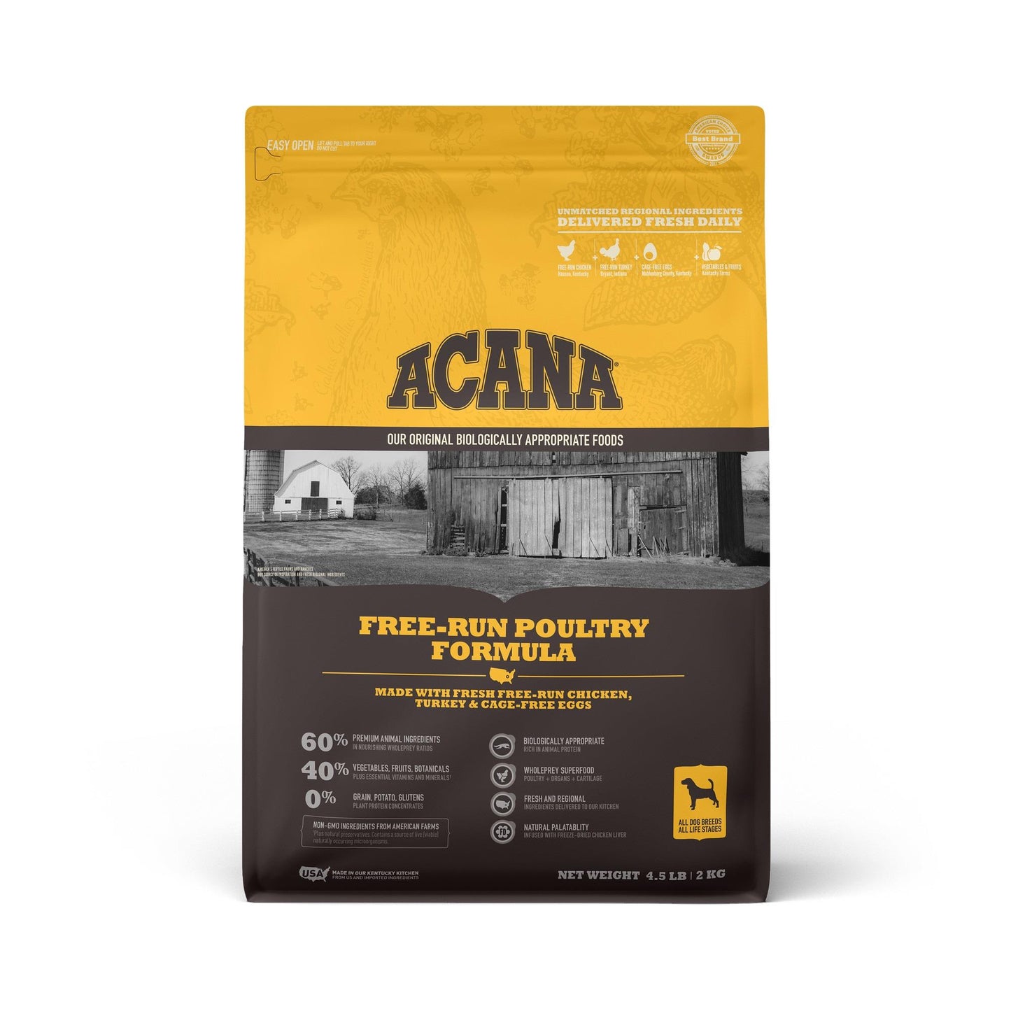 Acana Free Run Poultry Dry Dog Food, 4.5 lbs Bag