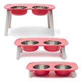 Messy Mutts Raised Double Feeder with Stainless Steel Bowls Watermelon