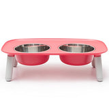 Messy Mutts Raised Double Feeder with Stainless Steel Bowls Watermelon