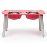 Messy Mutts Raised Double Feeder with Stainless Steel Bowls Watermelon