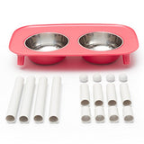Messy Mutts Raised Double Feeder with Stainless Steel Bowls Watermelon