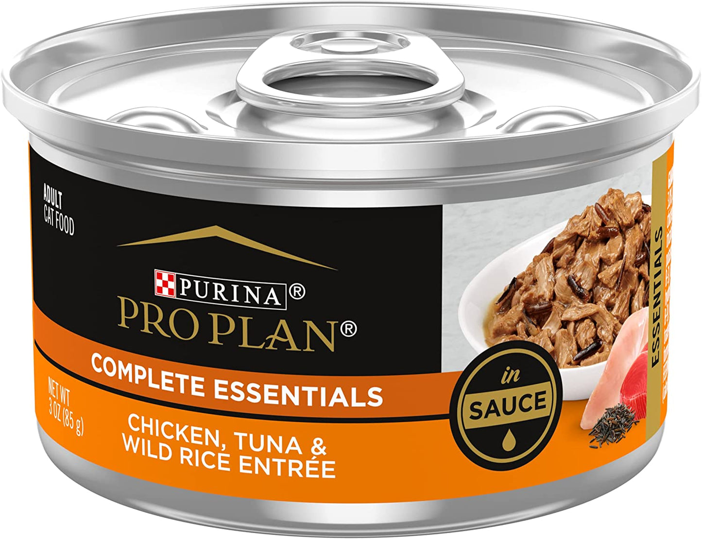 Purina Pro Plan Complete Essentials Chicken, Tuna & Wild Rice Entree in Sauce Wet Cat Food, 3 oz.