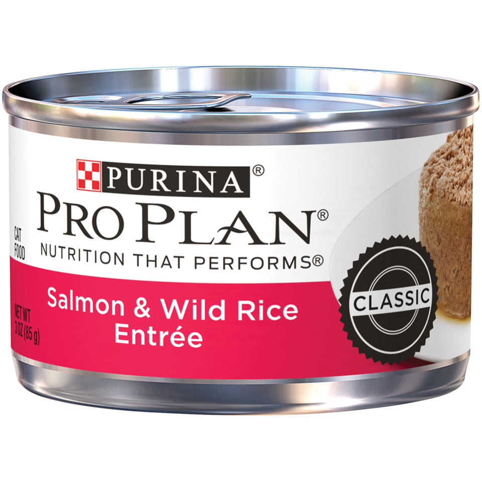 Purina Pro Plan Pate Salmon & Wild Rice Entree Wet Cat Food, 3 oz. (24 Pack)
