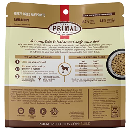 Primal Lamb Formula Freeze-Dried Pronto Dog Food, 16 oz.