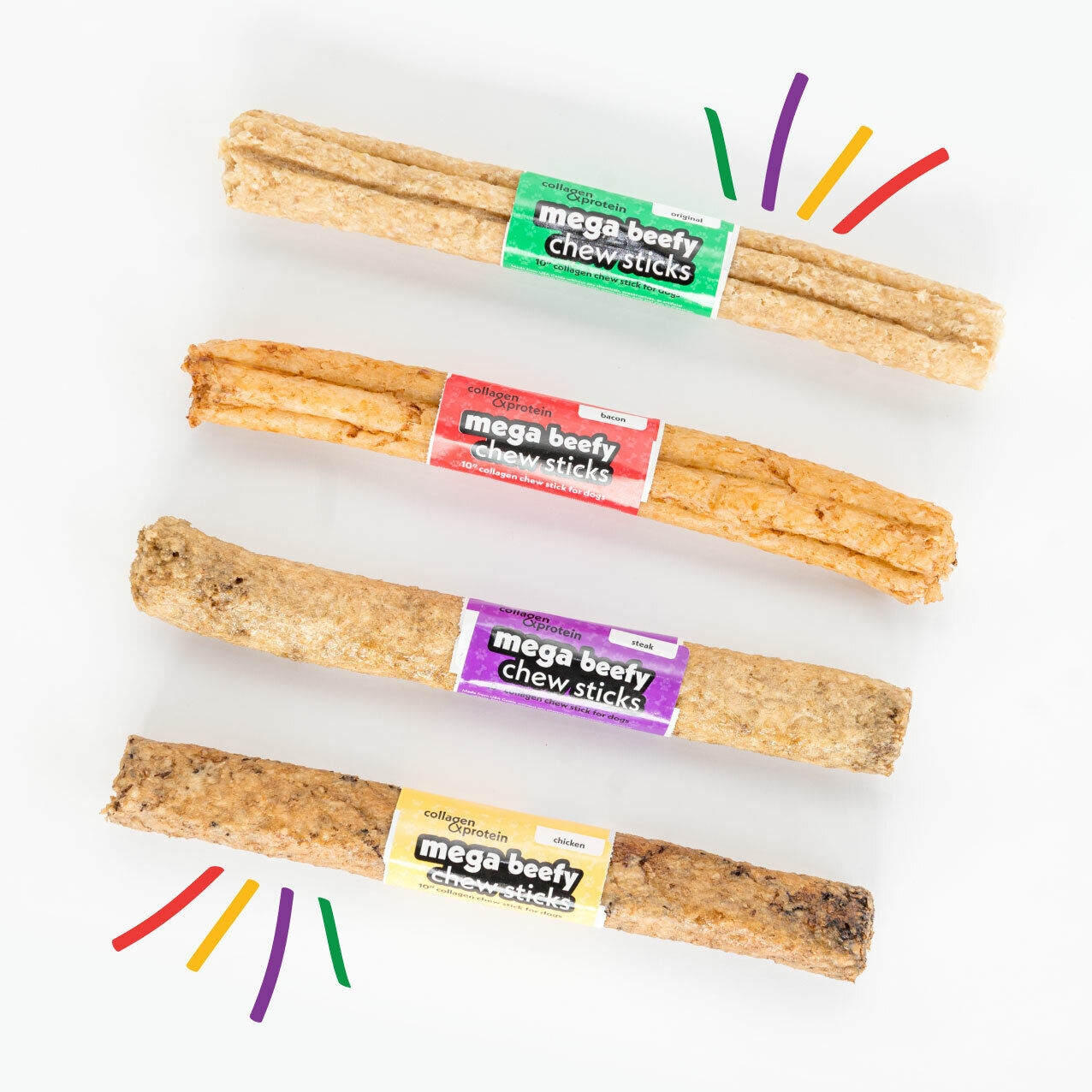Frankly Mega Beefy Collagen 10 Inch Sticks Dog Treats Chews Usa Bacon Chicken