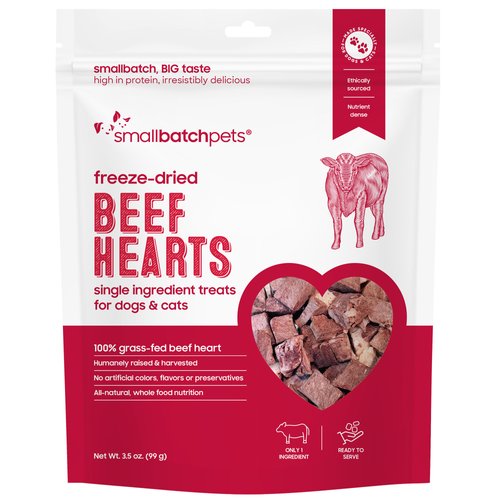 Small Batch Pets Beef Hearts Freeze Dried Dog Treats 3.5 oz