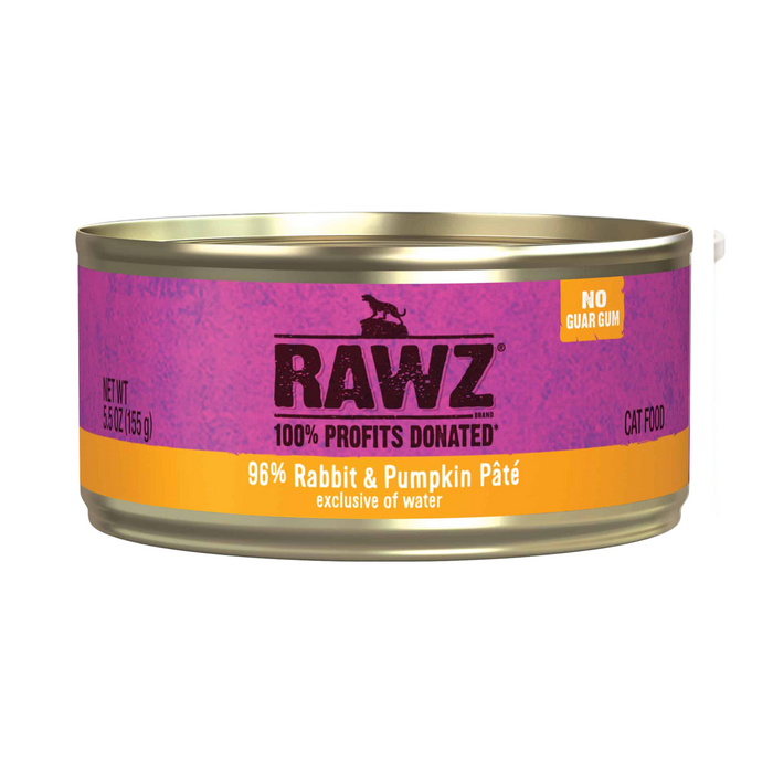 Rawz 96% Rabbit & Pumpkin Pate Canned Cat Food, 5.5 oz. (24 Pack)