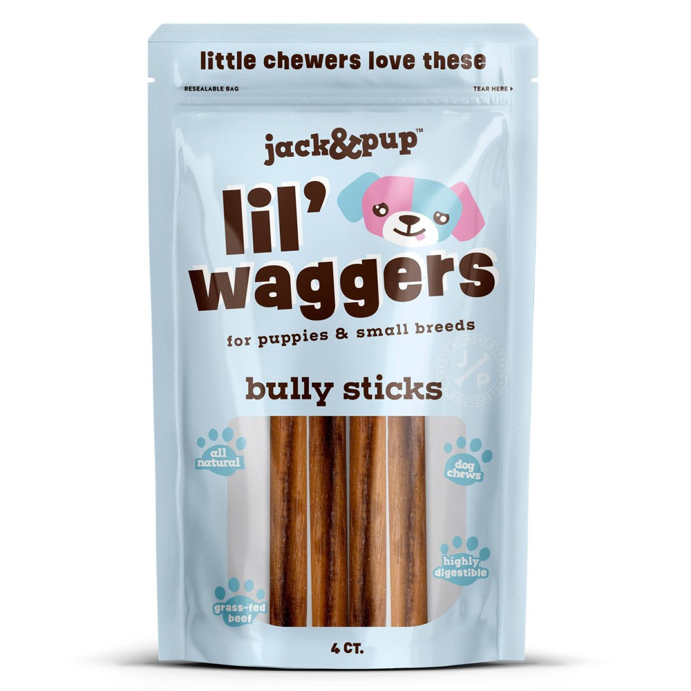 Jack & Pup Lil' Waggers Beef Flavor Bully Sticks, 2.2 oz. (4 Count)