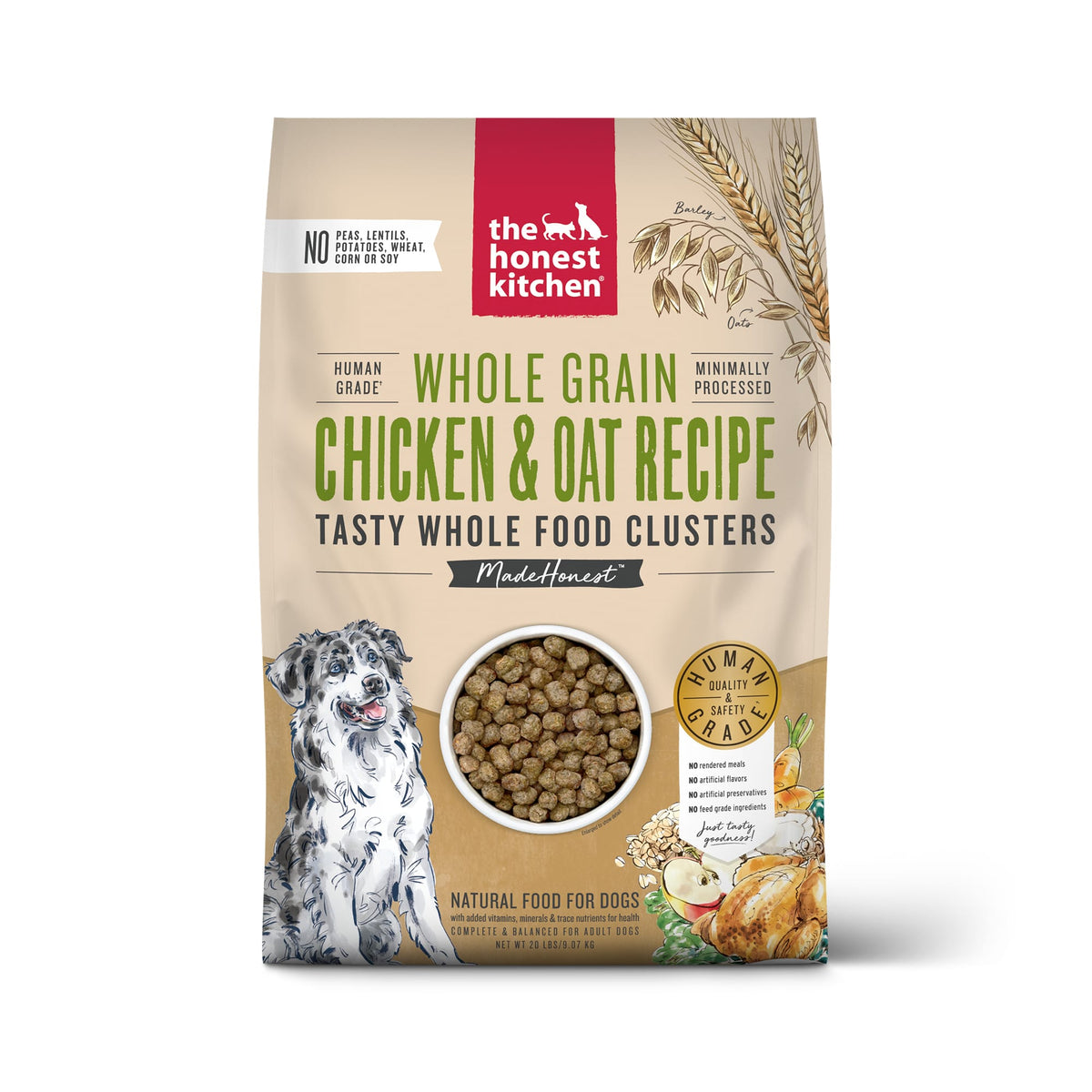 The Honest Kitchen Whole Food Clusters Whole Grain Chicken & Oat Dry Dog Food, 20 lbs.