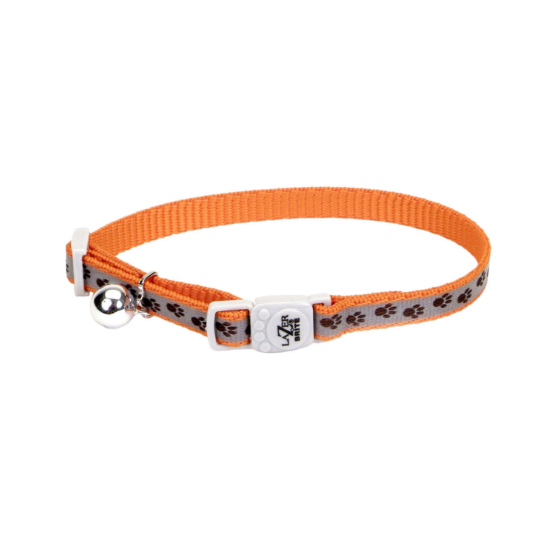 Coastal Lazer Brite Reflective Orange Paw Breakaway Cat Collar