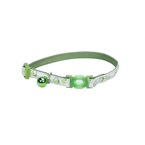 Coastal Glow-in-the-Dark Lime Skull Cat Collar