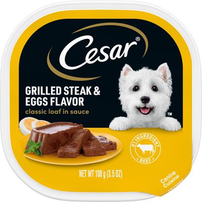 Cesar Grilled Steak & Eggs Dog Food, 3.5 oz Tray