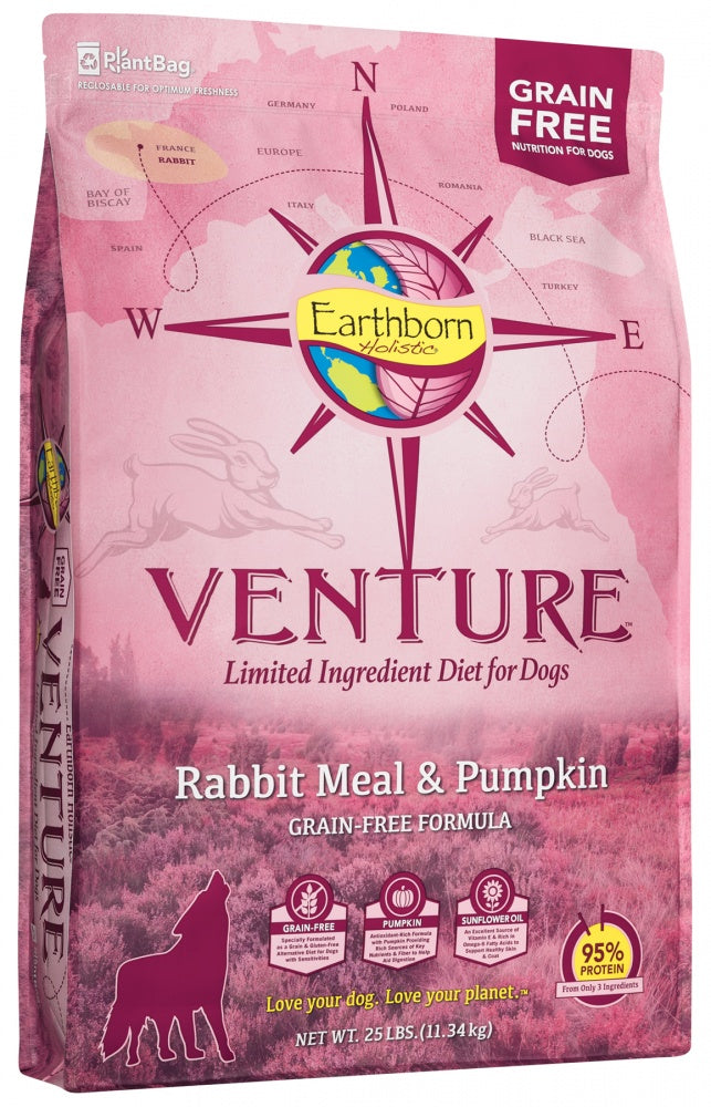 Earthborn Holistic Venture Rabbit Grain-Free Dry Dog Food, 25 lbs.