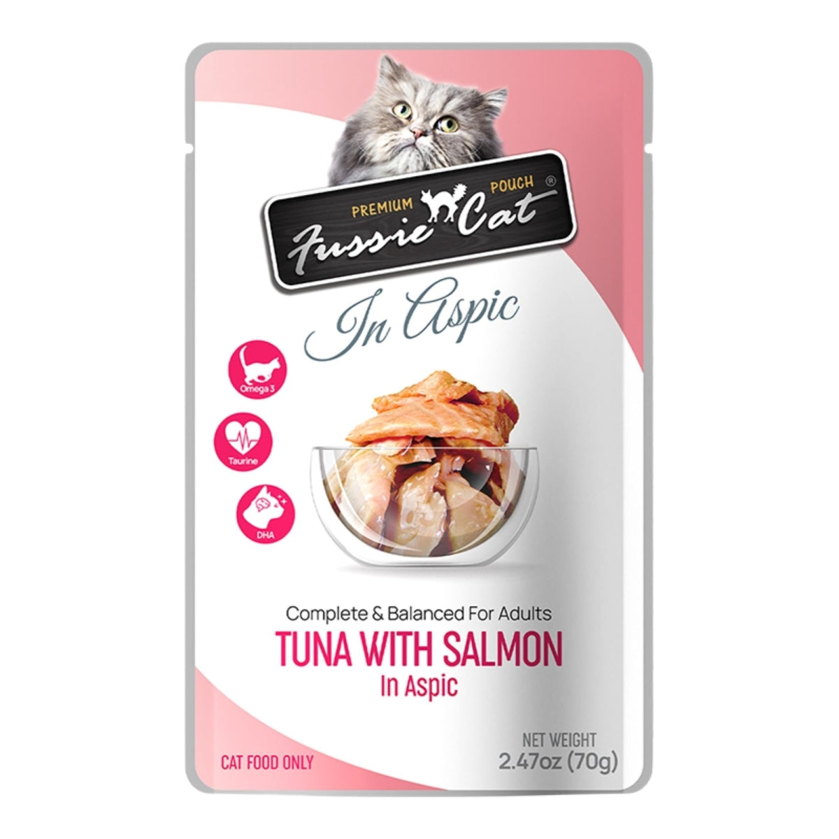 Fussie Cat Premium Tuna with Salmon in Aspic Canned Cat Food, 2.5 oz.