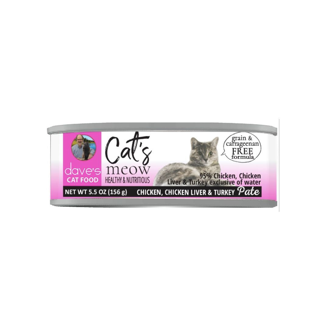 Dave's Pet Food Grain-Free 95% Chicken & Turkey Wet Cat Food, 5.5 oz.