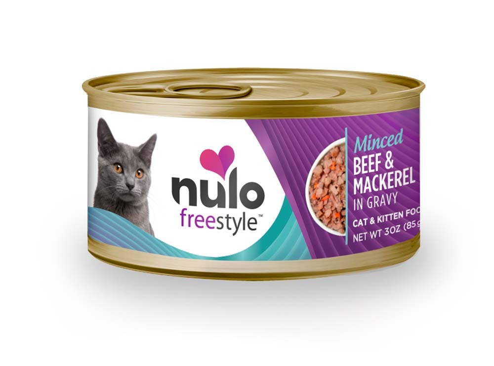 Nulo FreeStyle Minced Beef & Mackerel in Gravy Canned Cat Food, 3 oz.