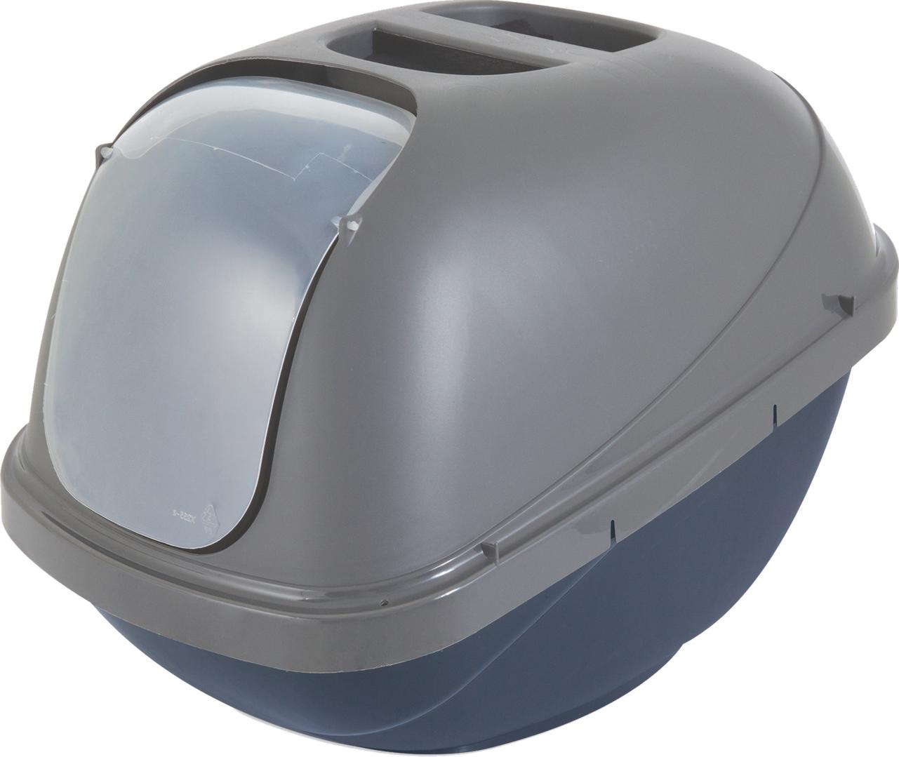 Petmate Jumbo Hooded Cat Litter Box, Xl, Pearl Silver Blue