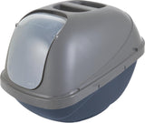 Petmate Jumbo Hooded Cat Litter Box, Xl, Pearl Silver Blue