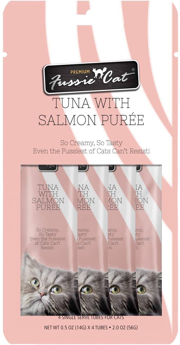 Fussie Cat Tuna & Salmon Puree Lickable Cat Treats, 2 oz. (4 Pack)