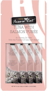 Fussie Cat Tuna & Salmon Puree Lickable Cat Treats, 2 oz. (4 Pack)