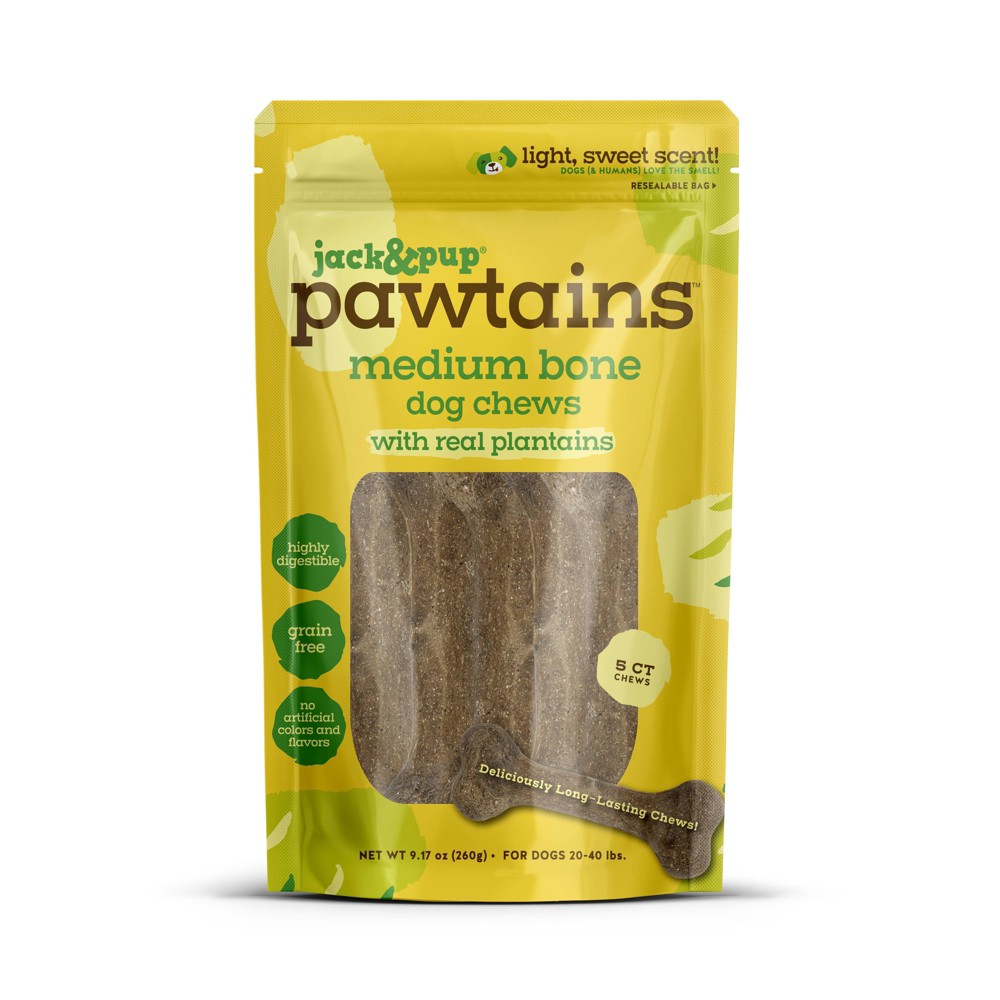 Jack & Pup Plantain Tough Pressed Bone with Banana Flavor Dog Chews (5 Count)