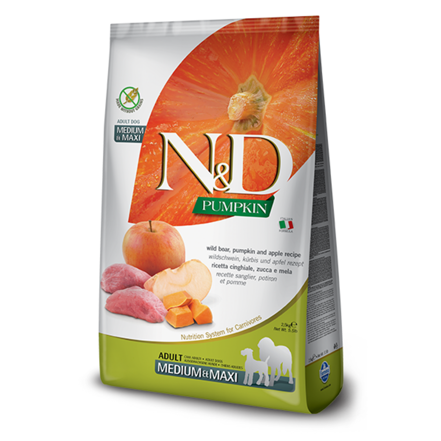 Farmina N&D Pumpkin Wild Boar & Apple Medium/Maxi Adult Dry Dog Food - 26.4 lbs