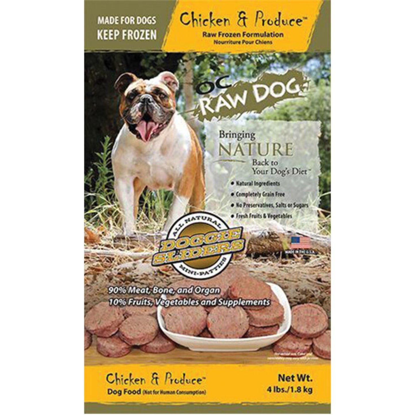 OC Raw Chicken & Produce 1 oz. Sliders Frozen Dog Food, 4 lbs.