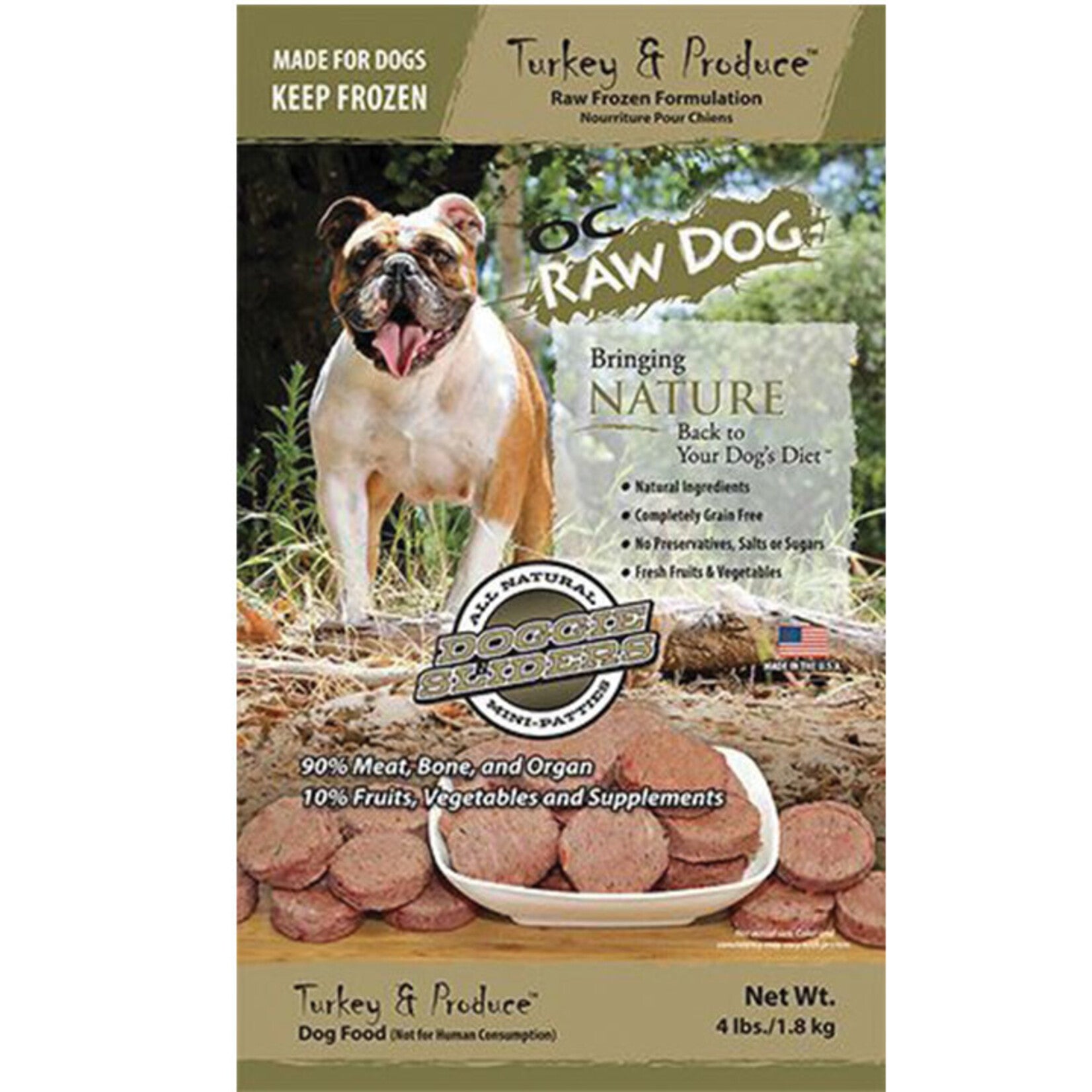 OC Raw Turkey & Produce Sliders Frozen Dog Food