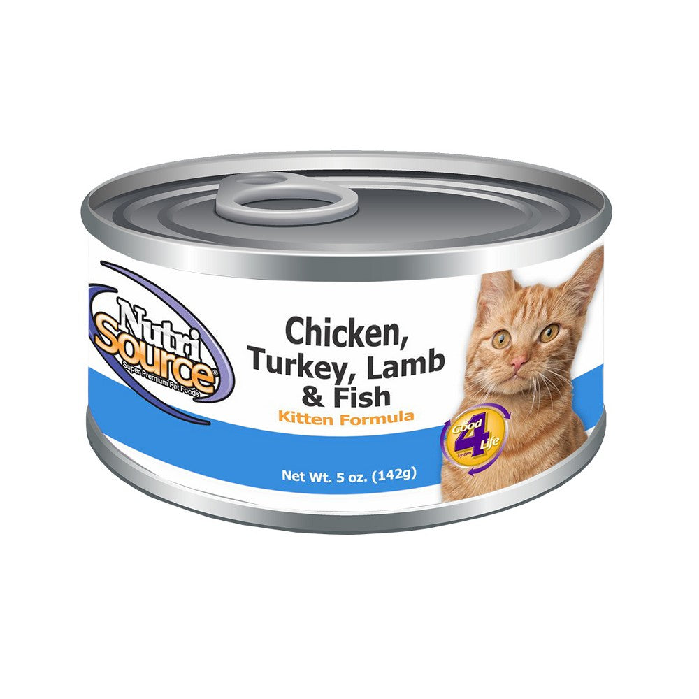 NutriSource Chicken, Turkey, Lamb & Fish Formula Wet Cat & Kitten Food, 5 oz.