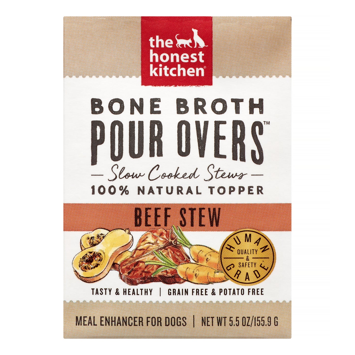The Honest Kitchen Beef Stew Bone Broth Pour Overs Dog Food Topper, 5.5 oz.