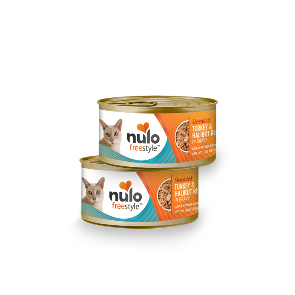Nulo FreeStyle Shredded Turkey & Halibut in Gravy Canned Cat Food, 3 oz.