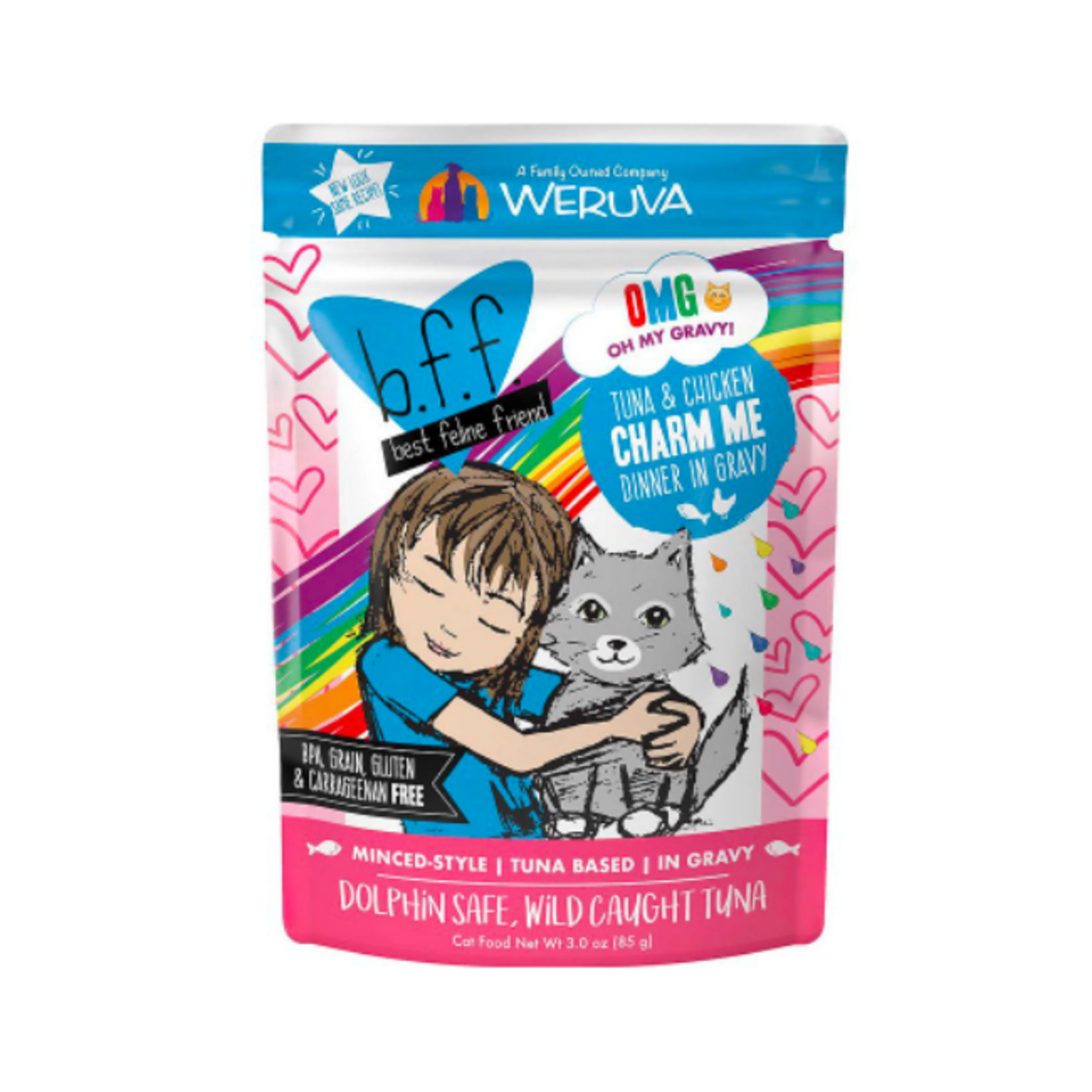 B.F.F. OMG Charm Me Tuna & Chicken Dinner in Gravy Wet Cat Food, 3 oz.