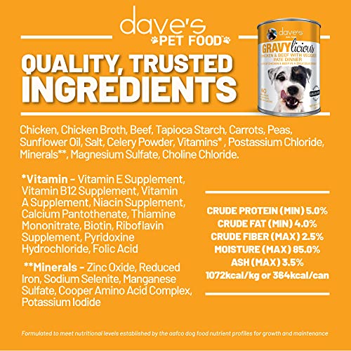 Dave's Pet Food Gravylicious Chicken & Beef Wet Cat Food, 12 oz.