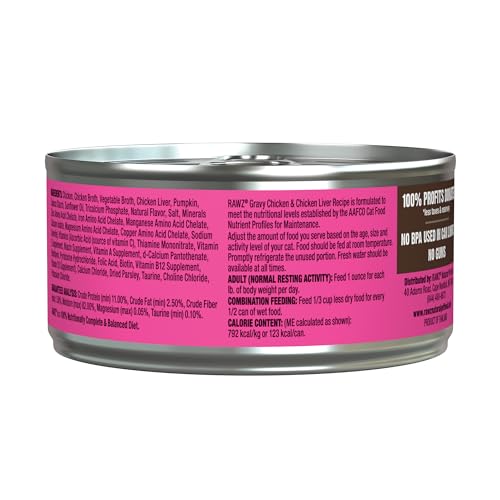 Rawz Chicken & Chicken Liver in Gravy Canned Cat Food, 5.5 oz.