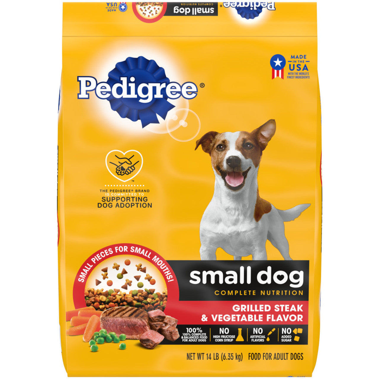 Pedigree Adult Small Dog Grilled Steak Dry Dog Food, 14 lbs.