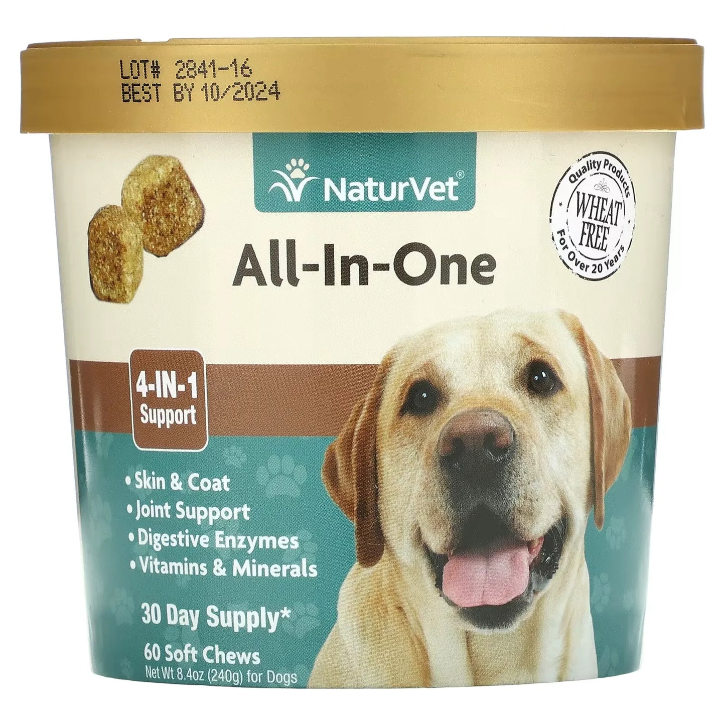 NaturVet All-in-One Dog Vitamins & Supplements, 60 Soft Chews
