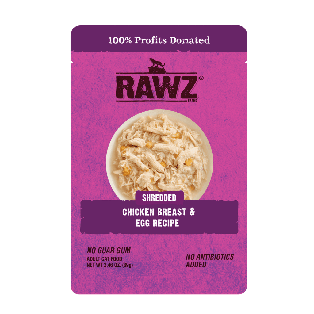 Rawz Shredded Chicken Breast & Egg Wet Cat Food Pouch, 2.5 oz.