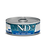 Farmina N&D Ocean Feline Sea Bass, Sardine & Shrimp Canned Cat Food, 2.46-oz Cans