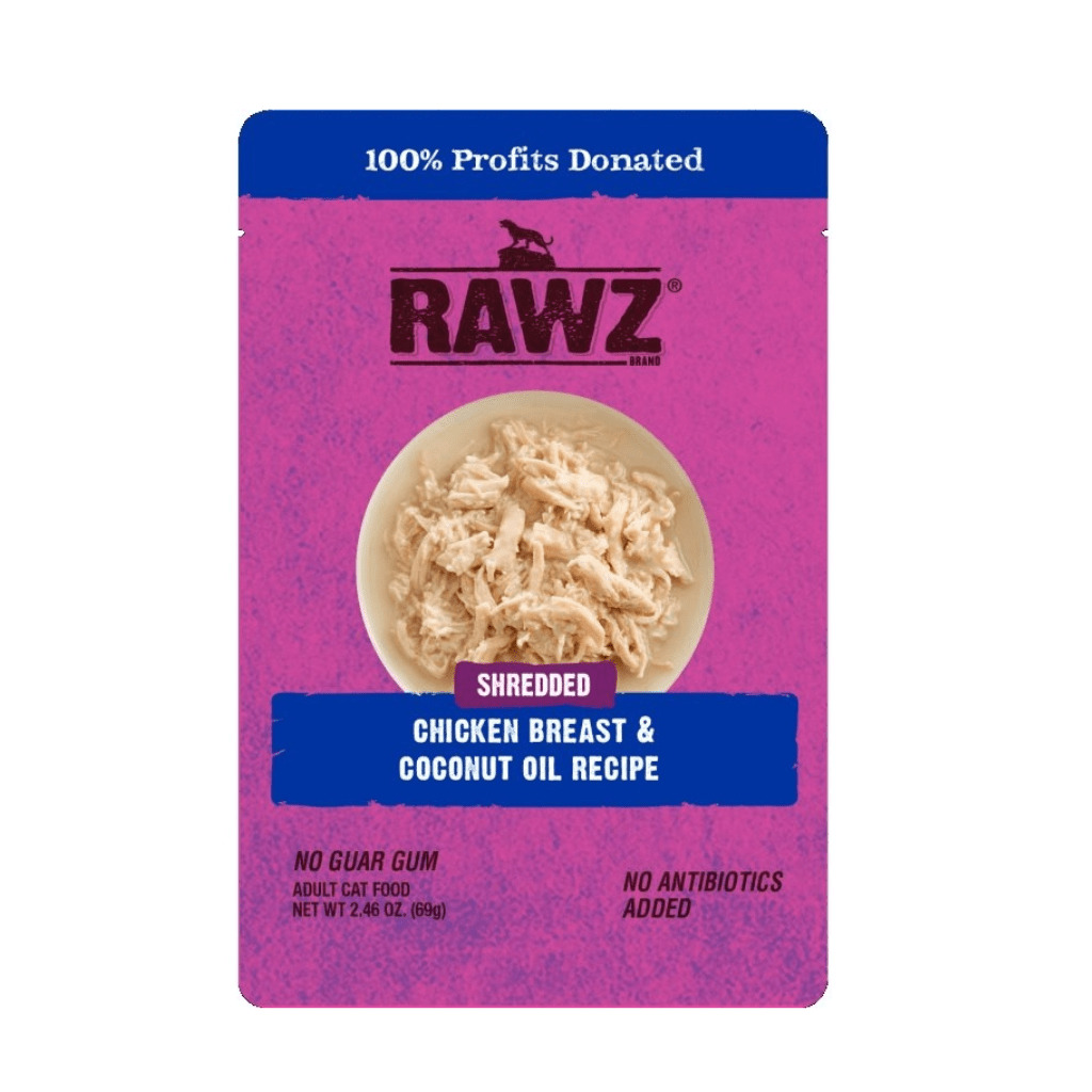 Rawz Shredded Chicken Breast & Coconut Oil Wet Cat Food Pouch, 2.5 oz.