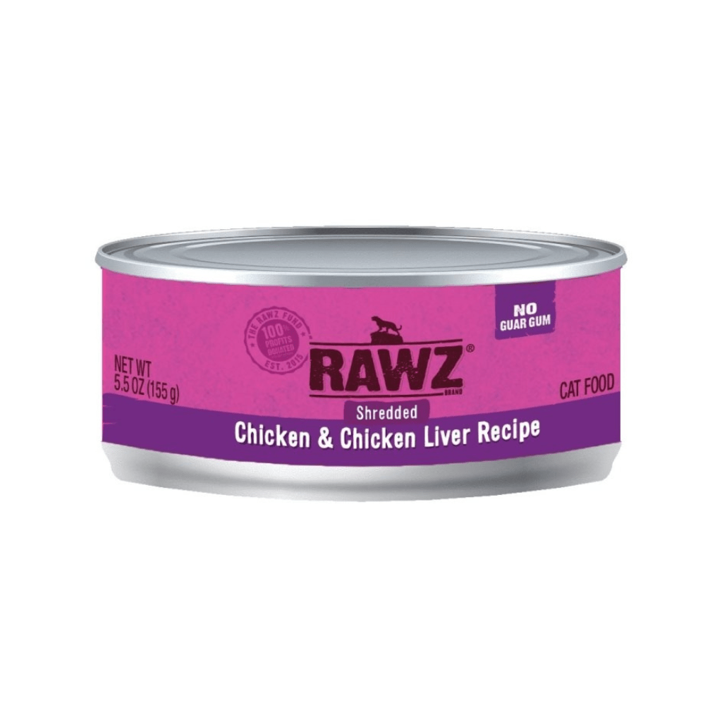 Rawz Shredded Chicken & Chicken Liver Canned Cat Food, 5.5 oz.