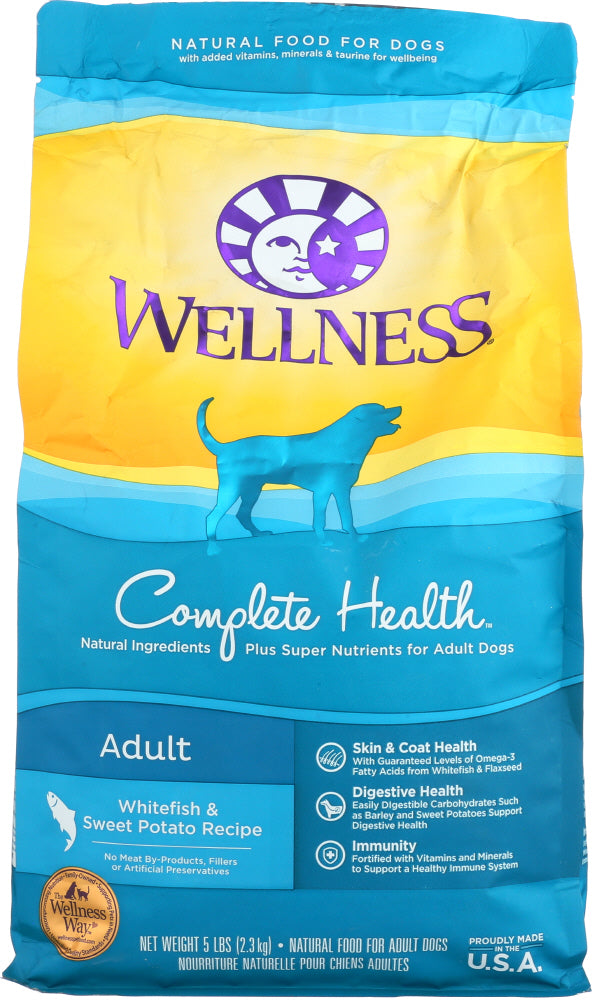Wellness Complete Health Whitefish & Sweet Potato Dry Dog Food, 5 lbs.